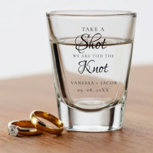 We tied the knot so take a shot Wedding Favour 