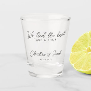 we tied the knot take a shot drink wedding favour glass