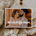 We tied the knot Vintage retro script photo Announcement<br><div class="desc">Choose a retro and vintage for your wedding stationery. Classic yet modern and trendy,  it will suit all your needs. Easily customizable,  you change the text colour or the background as you like.</div>