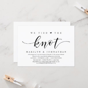 We Tied The Knot, Wedding Elopement Dinner Party Invitation