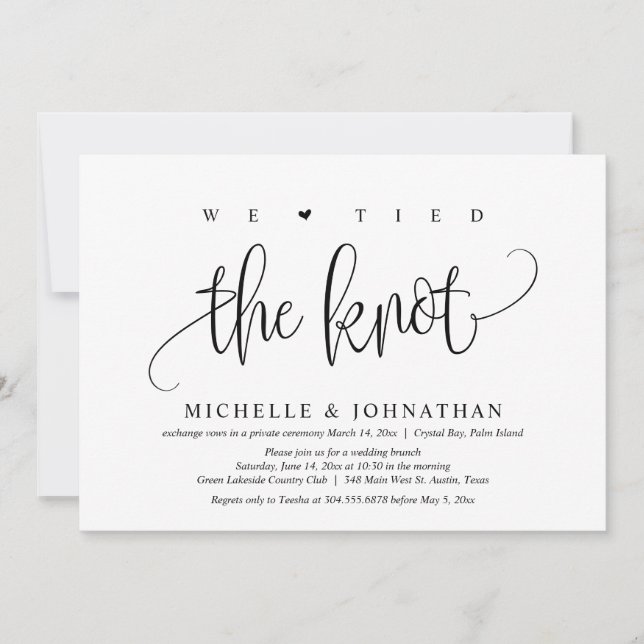 We Tied The Knot, Wedding Elopement Party  Invitat Invitation (Front)