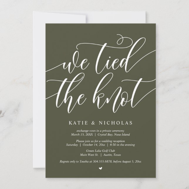 We tied the knot, Wedding Elopement Party Invitation (Front)