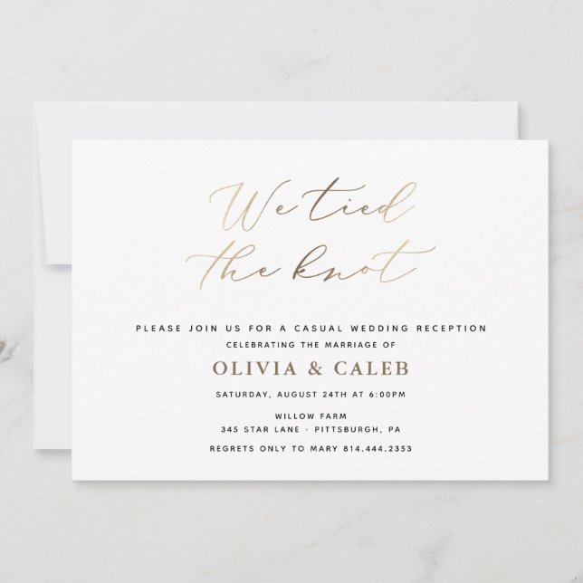 We tied the knot Wedding Reception invitation (Front)