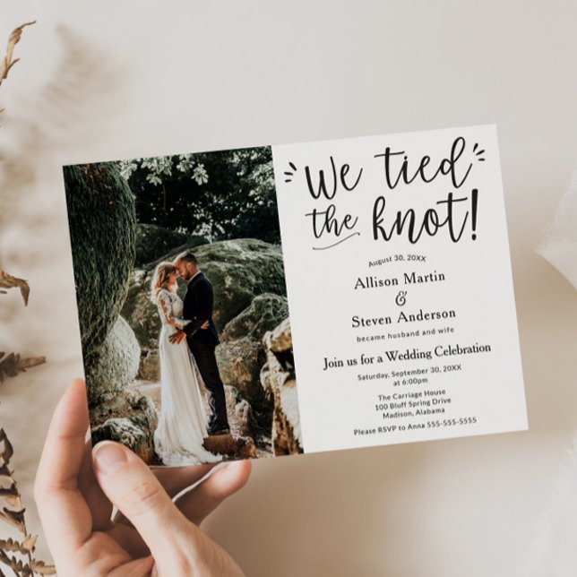 We tied the Knot with Photo Wedding Reception Invitation (Creator Uploaded)