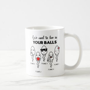 We Used To Live In Your Balls, Custom Name Dad Coffee Mug