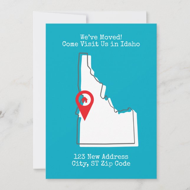 We’ve Moved! Come Visit Us in Idaho Announcement (Front)