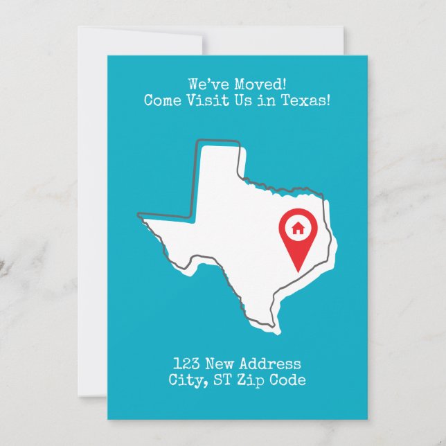 We’ve Moved! Come Visit Us in Texas! Announcement (Front)