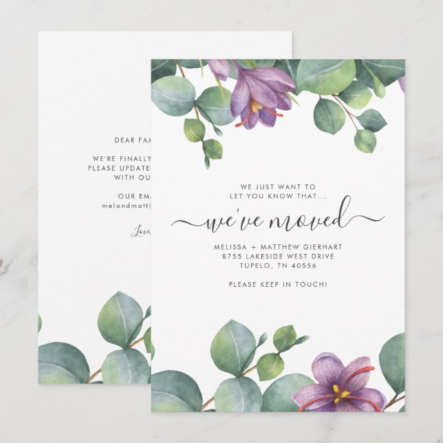 We’ve Moved Eucalyptus Foliage Moving Announcement (Front/Back)