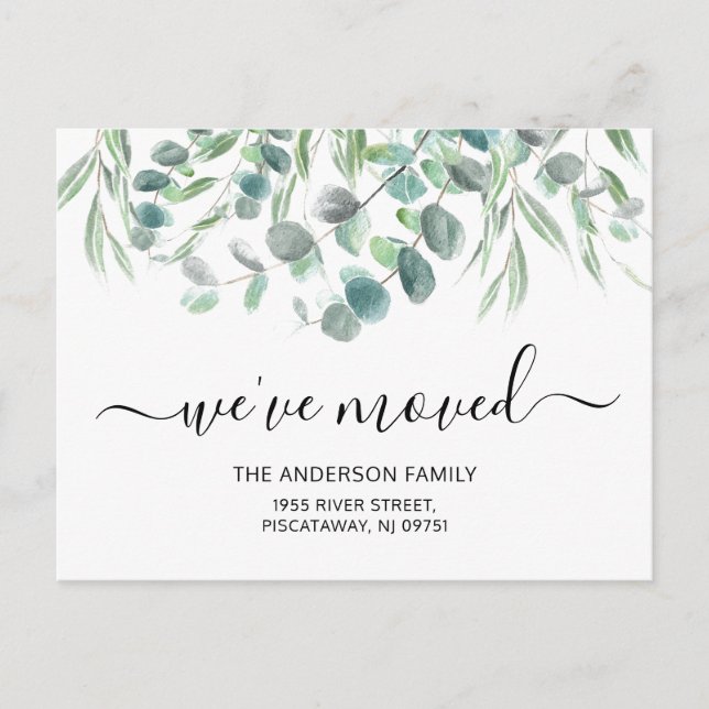 We’ve Moved Eucalyptus Foliage New Home Moving Announcement Postcard (Front)
