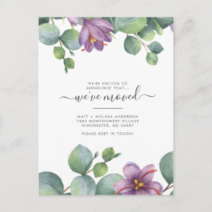 We’ve Moved Eucalyptus Greenery Floral Moving Postcard