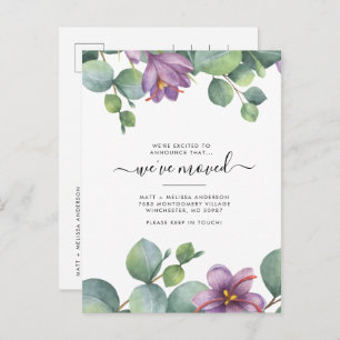 We’ve Moved Eucalyptus Greenery Purple Moving Postcard