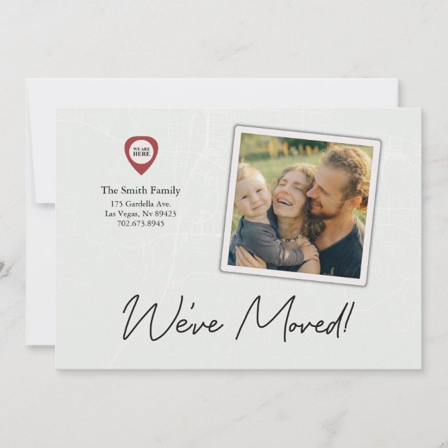 We’ve Moved Map Change Of Address Card (Front)