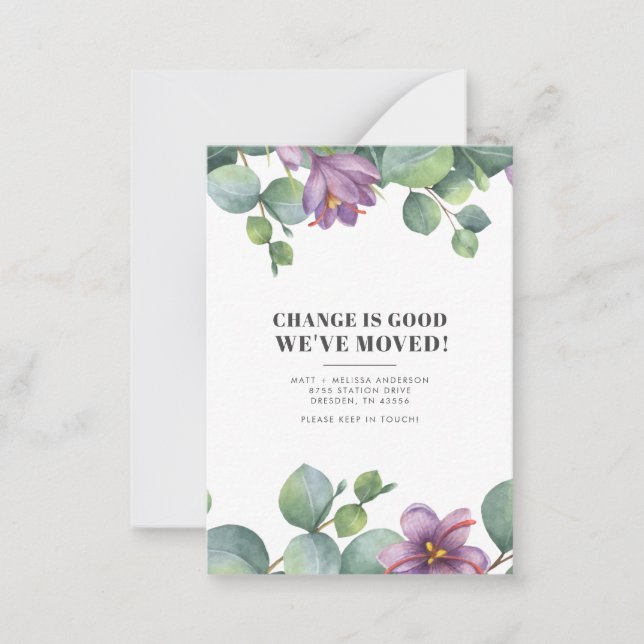 We’ve Moved New Address Eucalyptus Greenery Moving Card (Front)