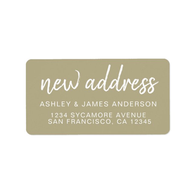 We’ve Moved Pale Olive Green New Address Label (Front)