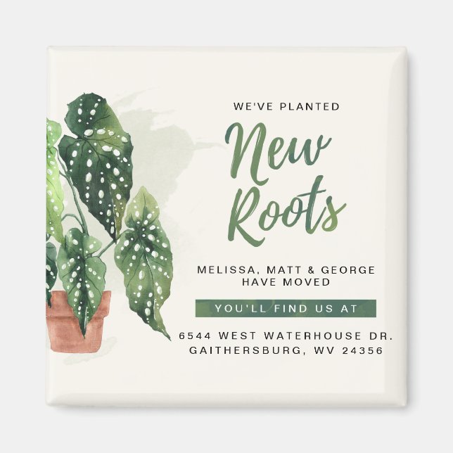 We’ve Moved Planted New Roots Moving Announcement Magnet (Front)
