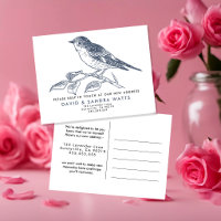We’ve Moved Postcard – Elegant Bird Illustration