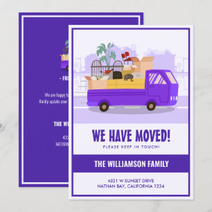 We’ve Moved Purple Truck On The Road Moving Announcement