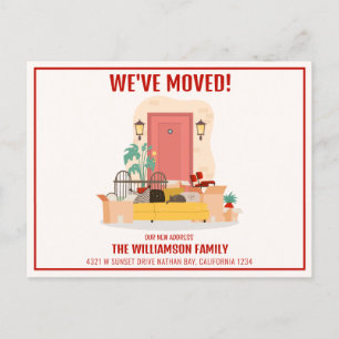 We’ve Moved Red Front Door Cute Moving Announcement Postcard