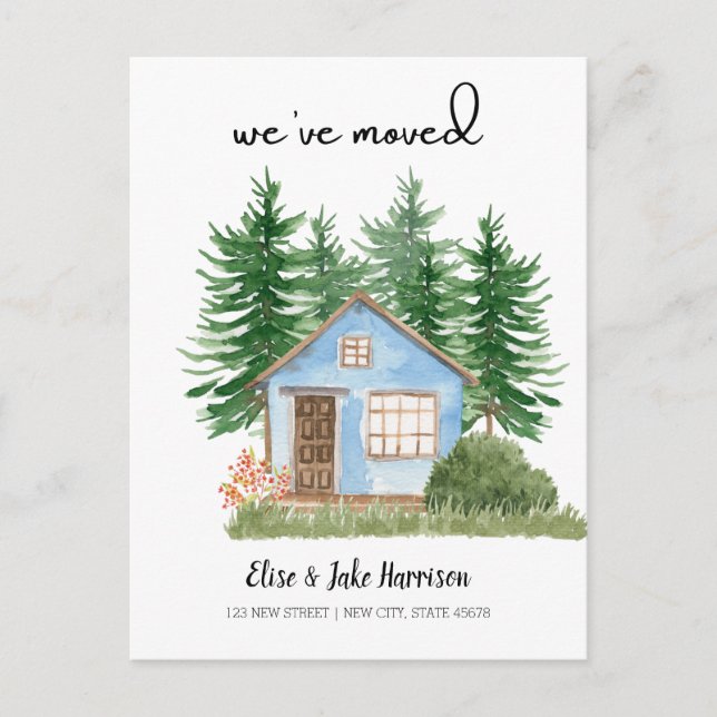 We’ve Moved Watercolor New Home Postcard (Front)