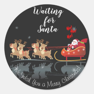 We Waiting for Santa Ho! Ho! Ho! Winter Holiday Classic Round Sticker