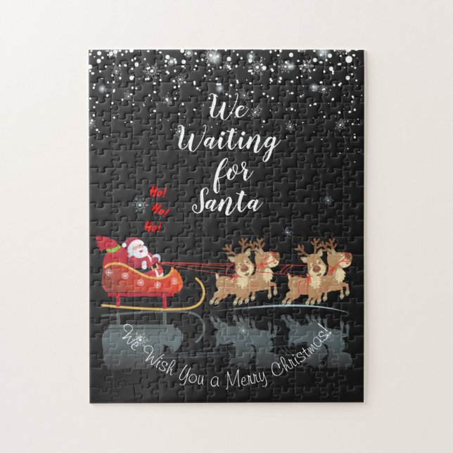 We Waiting for Santa Ho! Ho! Ho! Winter Holiday Jigsaw Puzzle (Vertical)