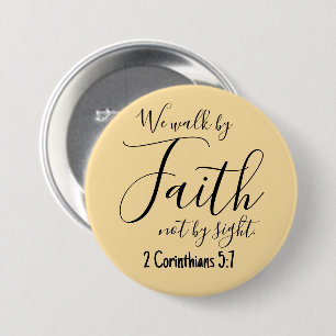 We Walk by Faith Magnet 3 Inch Round Button