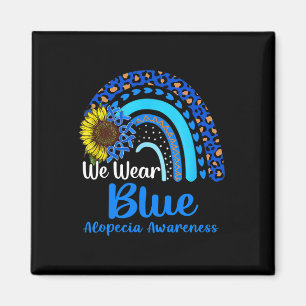 We Wear Blue Alopecia Awareness Rainbow Magnet