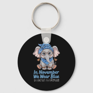 We Wear Blue Elephant Diabetes Awareness Funny Keychain