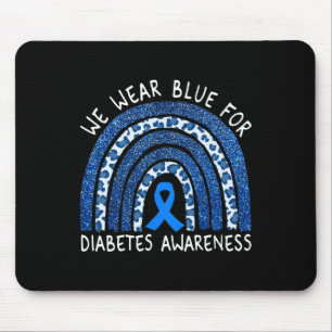 We Wear Blue For Diabetes Awareness Leopard Rainbo Mouse Pad