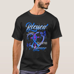 We Wear Blue For Diabetes Awareness Leopard Ribbon T-Shirt