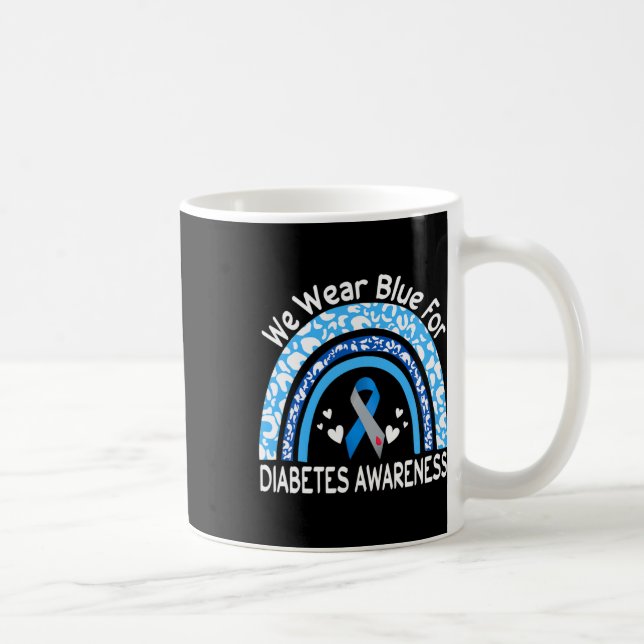 We Wear Blue For Diabetes Awareness Rainbow Leopar Coffee Mug (Right)