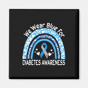 We Wear Blue For Diabetes Awareness Rainbow Leopar Magnet