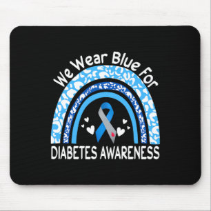 We Wear Blue For Diabetes Awareness Rainbow Leopar Mouse Pad