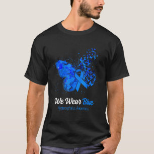 We Wear Blue Hydrocephalus Awareness Butterfly T-Shirt