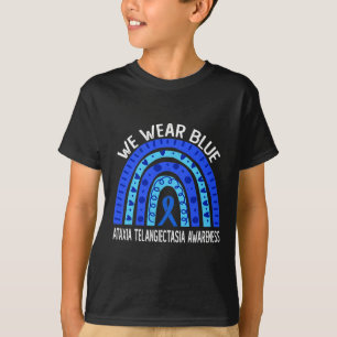 We Wear Blue Rainbow For Ataxia Telangiectasia Awa T-Shirt