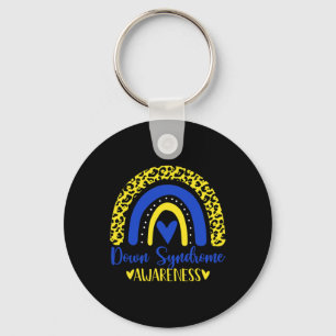 We Wear Blue Yellow Rainbow Awsewome Down Syndrome Keychain