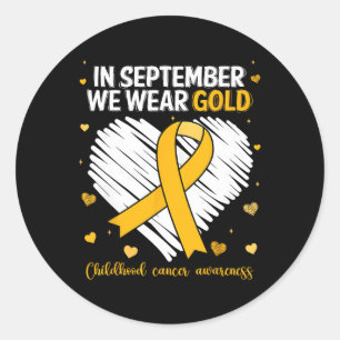 We Wear Gold Childhood Cancer Awareness Gold Ribbo Classic Round Sticker