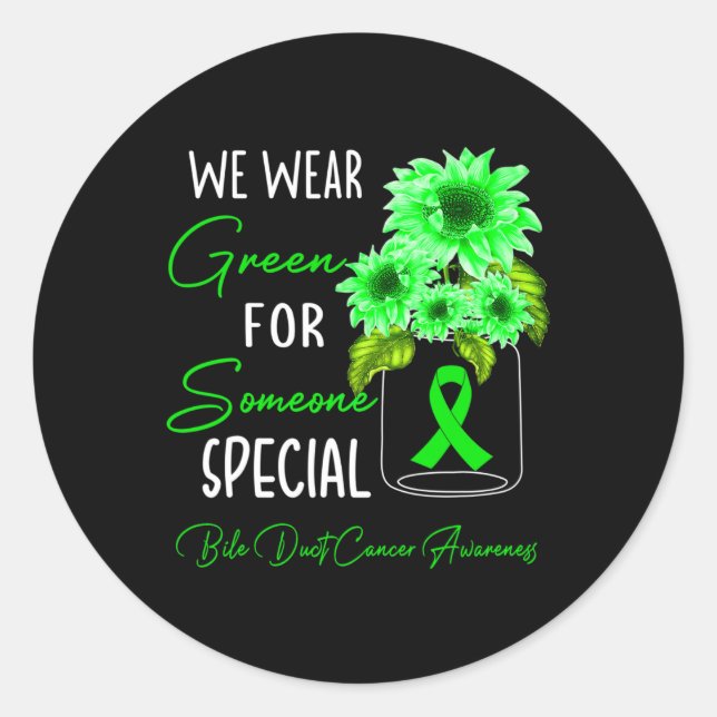 We Wear Green Bile Duct Cancer Awareness  Classic Round Sticker (Front)