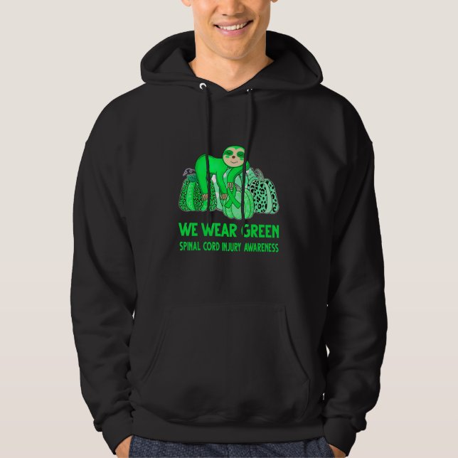 We Wear Green Spinal Cord Injury Awareness Sloth Hoodie (Front)
