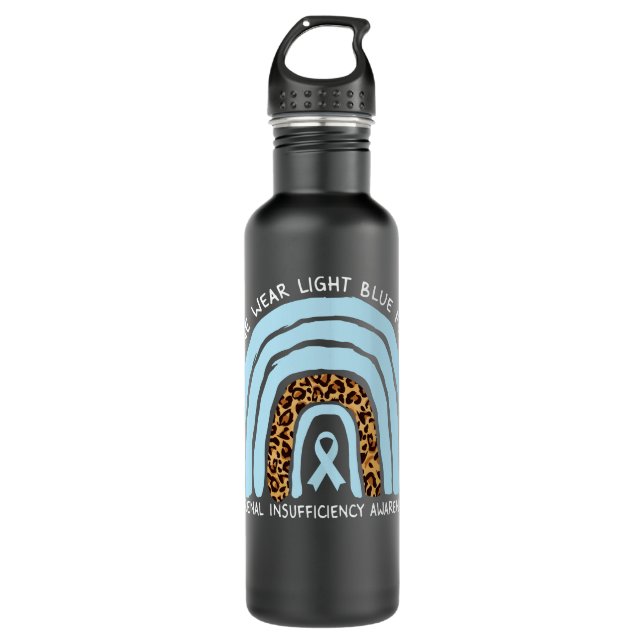  We Wear Light Blue Rainbow Adrenal Insufficiency  710 Ml Water Bottle (Front)