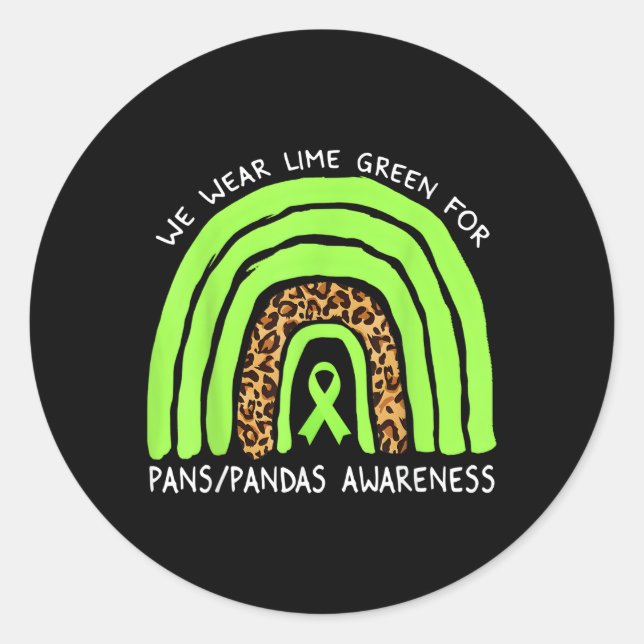 We Wear Lime Green Rainbow For Pans Pandas Awarene Classic Round Sticker (Front)