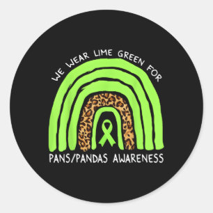 We Wear Lime Green Rainbow For Pans Pandas Awarene Classic Round Sticker