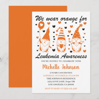 We Wear Orange for Leukaemia Awareness Cancer Free Invitation
