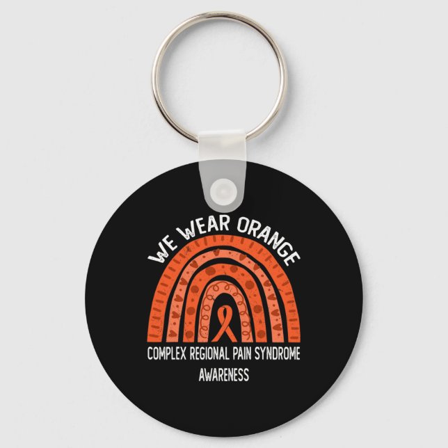 We Wear Orange Rainbow For Crps Awareness  Keychain (Front)