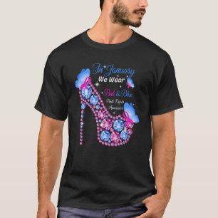We Wear Pink & Blue Butterflies High Heel Birth De T-Shirt