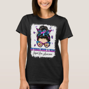 We Wear Pink Blue Messy Bun Warrior Infant Loss Aw T-Shirt
