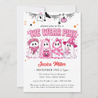 "We Wear Pink" Cute Ghost Breast Cancer Awareness 