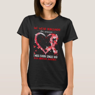 We Wear Pink For Brain Aneurysm Awareness Heart Ri T-Shirt