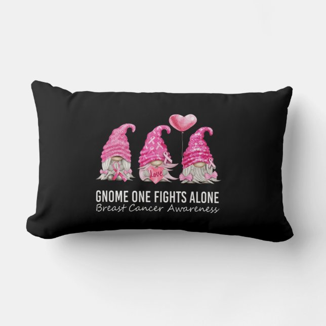 We Wear Pink Gnome Gnomies Breast Cancer Awareness Lumbar Pillow (Front)