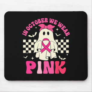 We Wear Pink Halloween Ghost Breast Cancer Awarene Mouse Pad